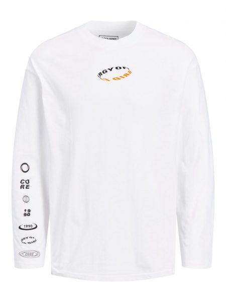 تى شيرت اوف جريد بياقة دائرية وأكمام طويلة