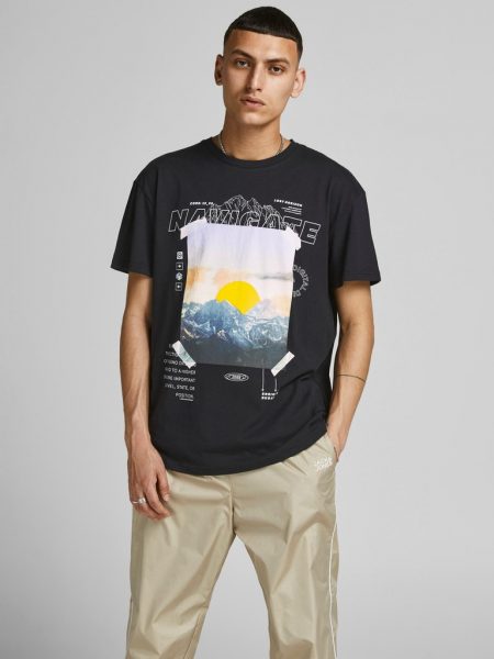 تى شيرت تيب بياقة دائرية وأكمام قصيرة